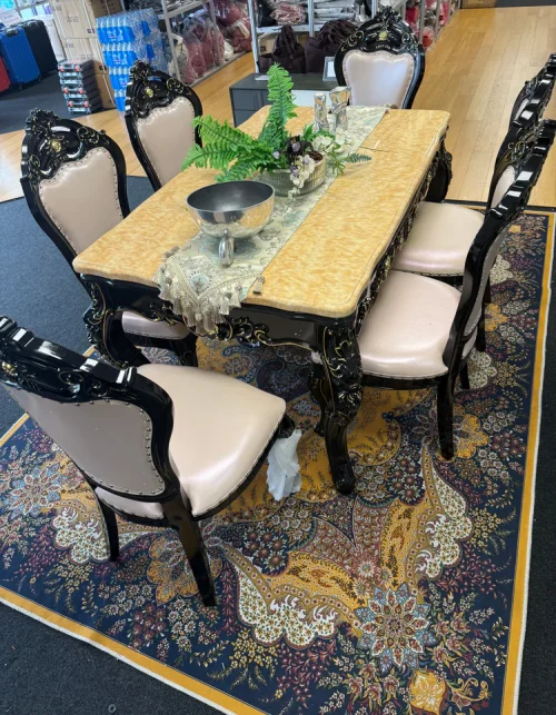 Franklin ChandelierMarble Top 1.5 Meter Dining Table set