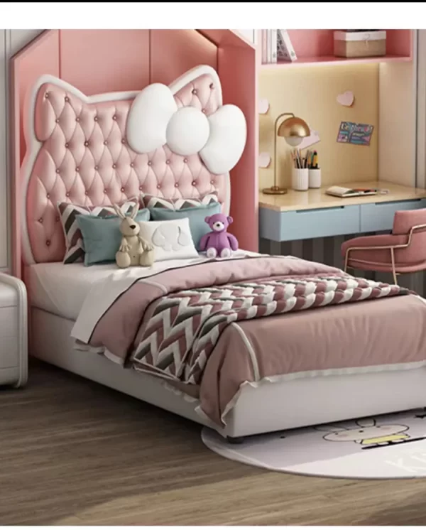 B06 Pink/White Lining Kitty Heardboard Kids bedroom set