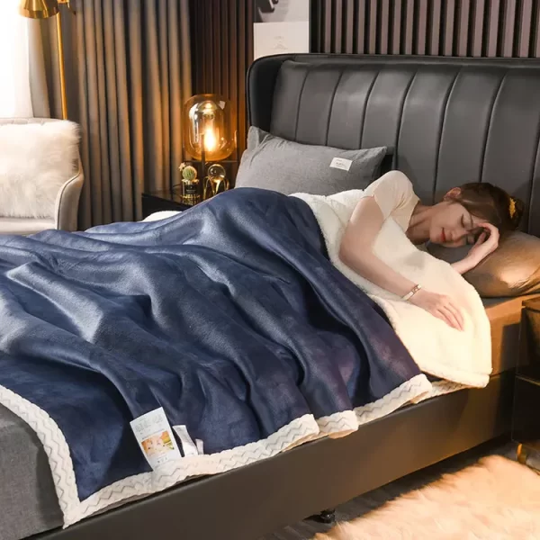 Micro Mink Blanket – Navy Blue