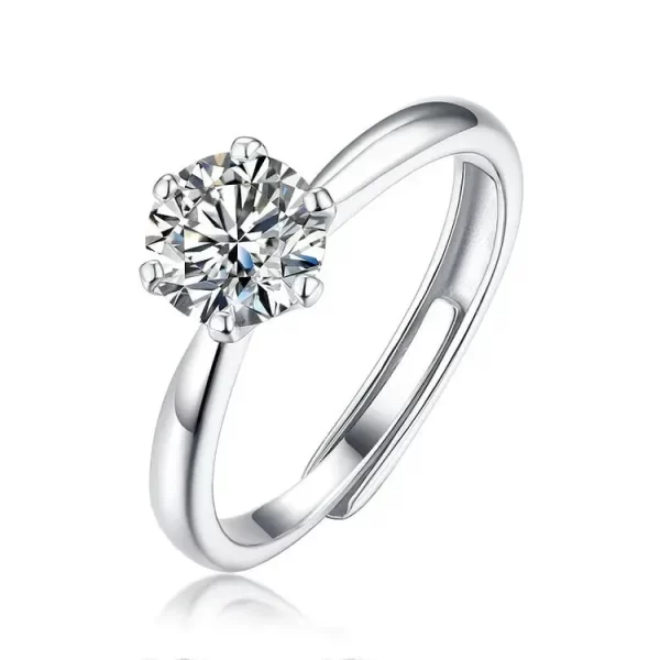 1 Carat Moissanite 925 Sterling Silver Adjustable Ring